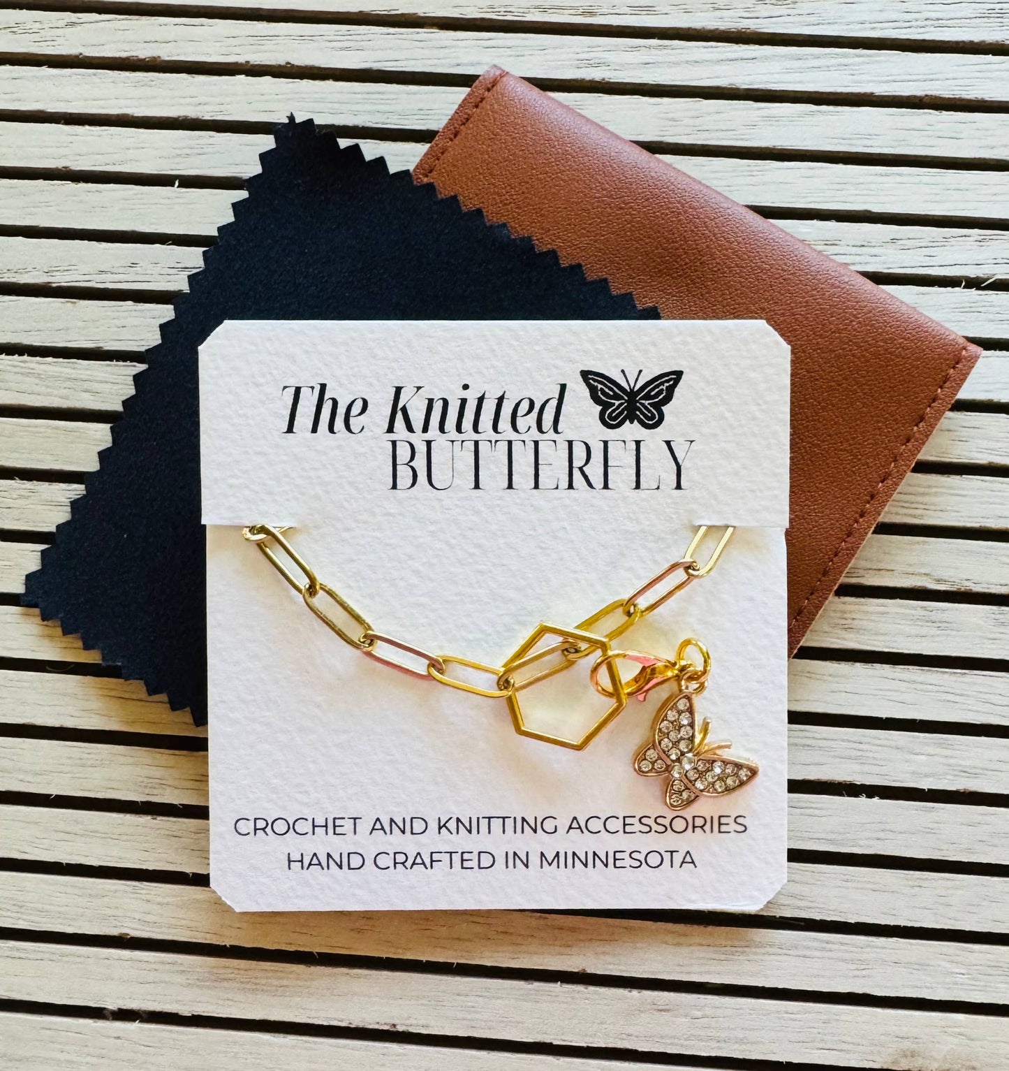 The Knitted Butterfly Notions Keeper -Gold Bracelet