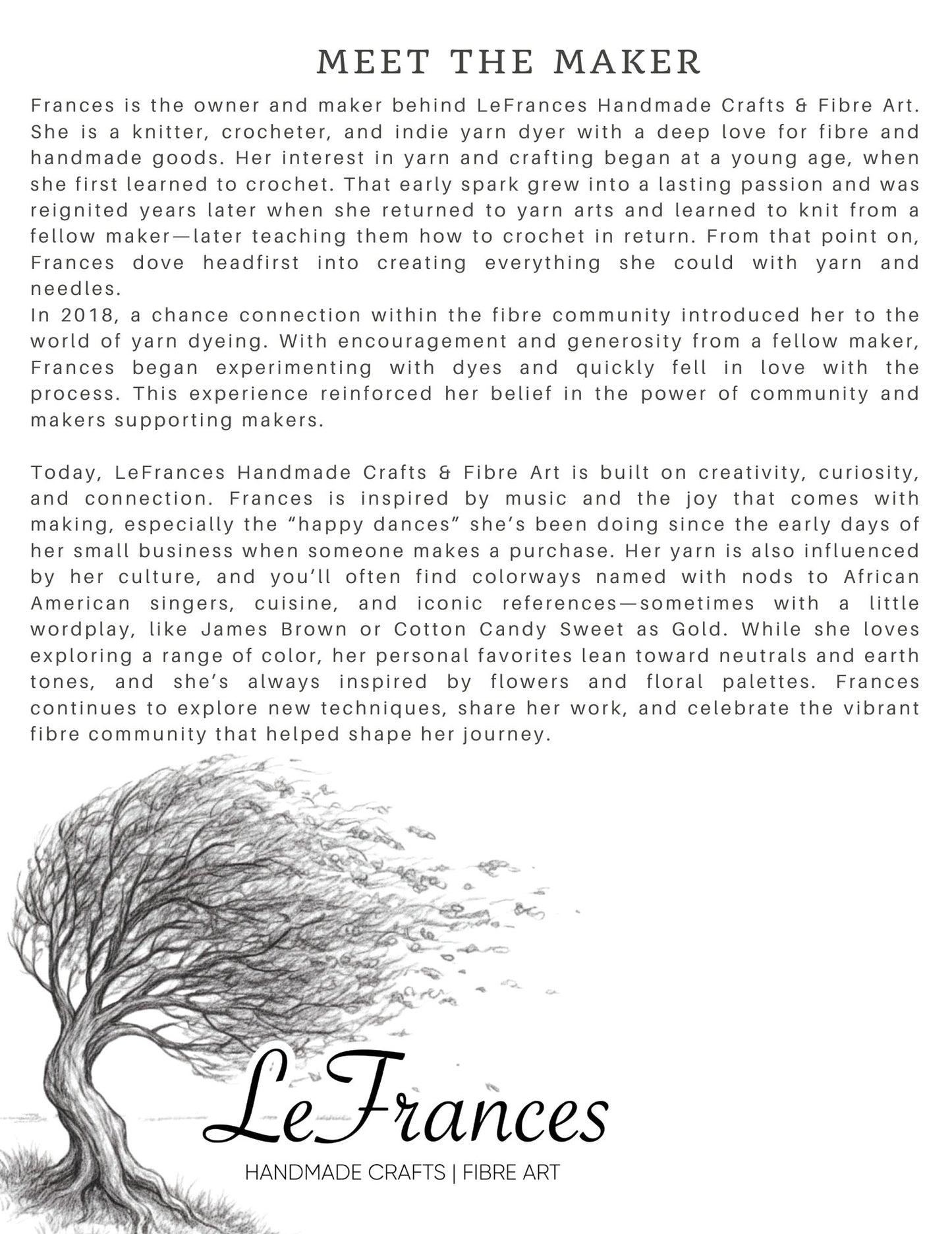 LeFrances Handmade Crafts & Fibre Art Trunk Show, April 25th-May 2nd 2026