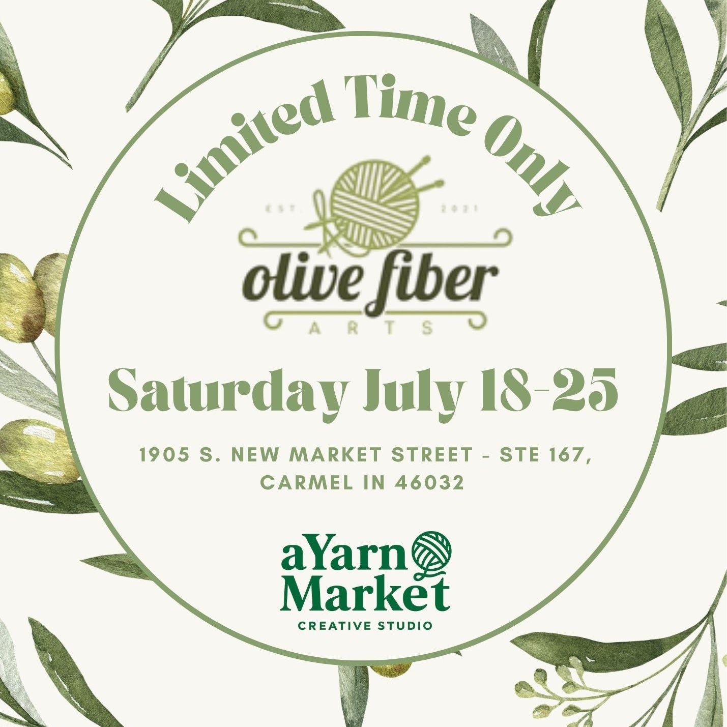 Olive Fiber Arts Trunk Show, July 18th-25th, 2026