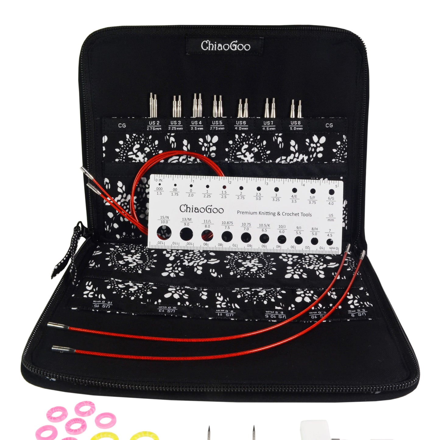 ChiaoGoo TWIST Red Lace Complete Interchangeable Needle Set 4" (10cm), US 2-15 (2.75-10mm)