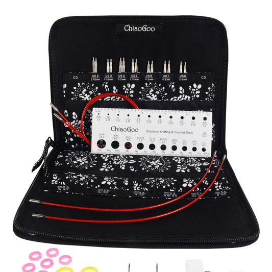 ChiaoGoo TWIST Red Lace Complete Interchangeable Needle Set 4" (10cm), US 2-15 (2.75-10mm)