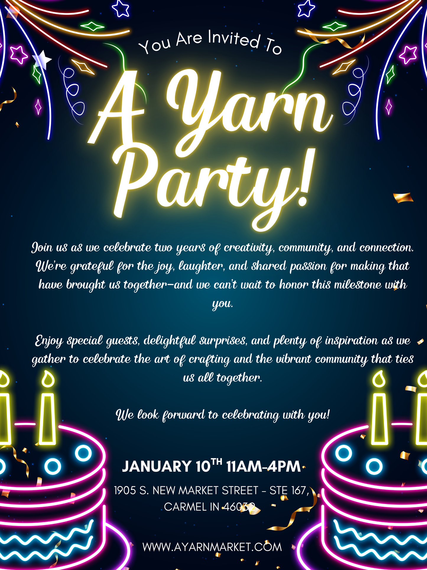 A Yarn Party - Saturday, January 10th, 2026 11:00am-4:00pm