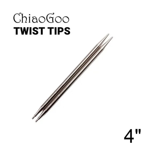 ChiaoGoo 4 Inch (1 cm) TWIST Lace Stainless Steel Knitting Needle Interchangeable Tips (All Sizes)