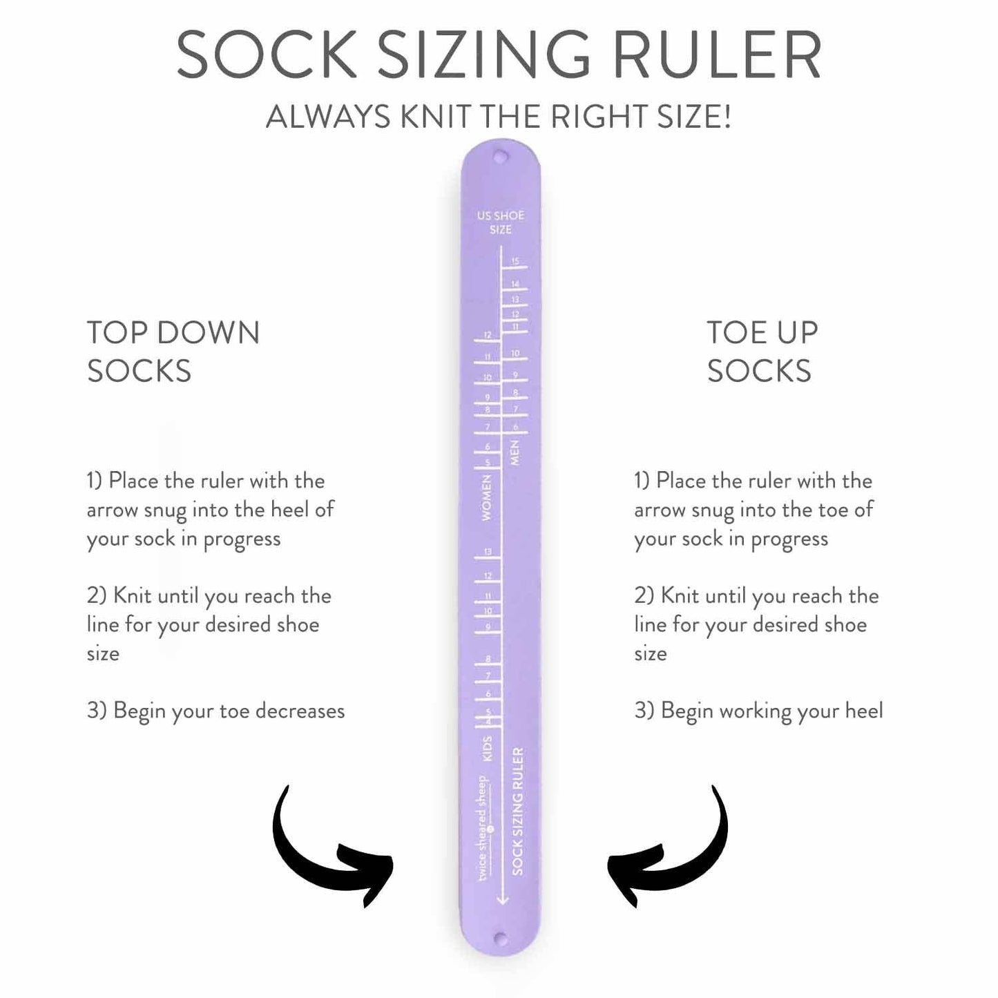 Twice Sheared Sheep: Sock Sizing Ruler - Sock Knitting Bracelet Ruler