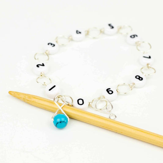 Twice Sheared Sheep: Turquoise Circle Chain Row Counter (up to US 15)