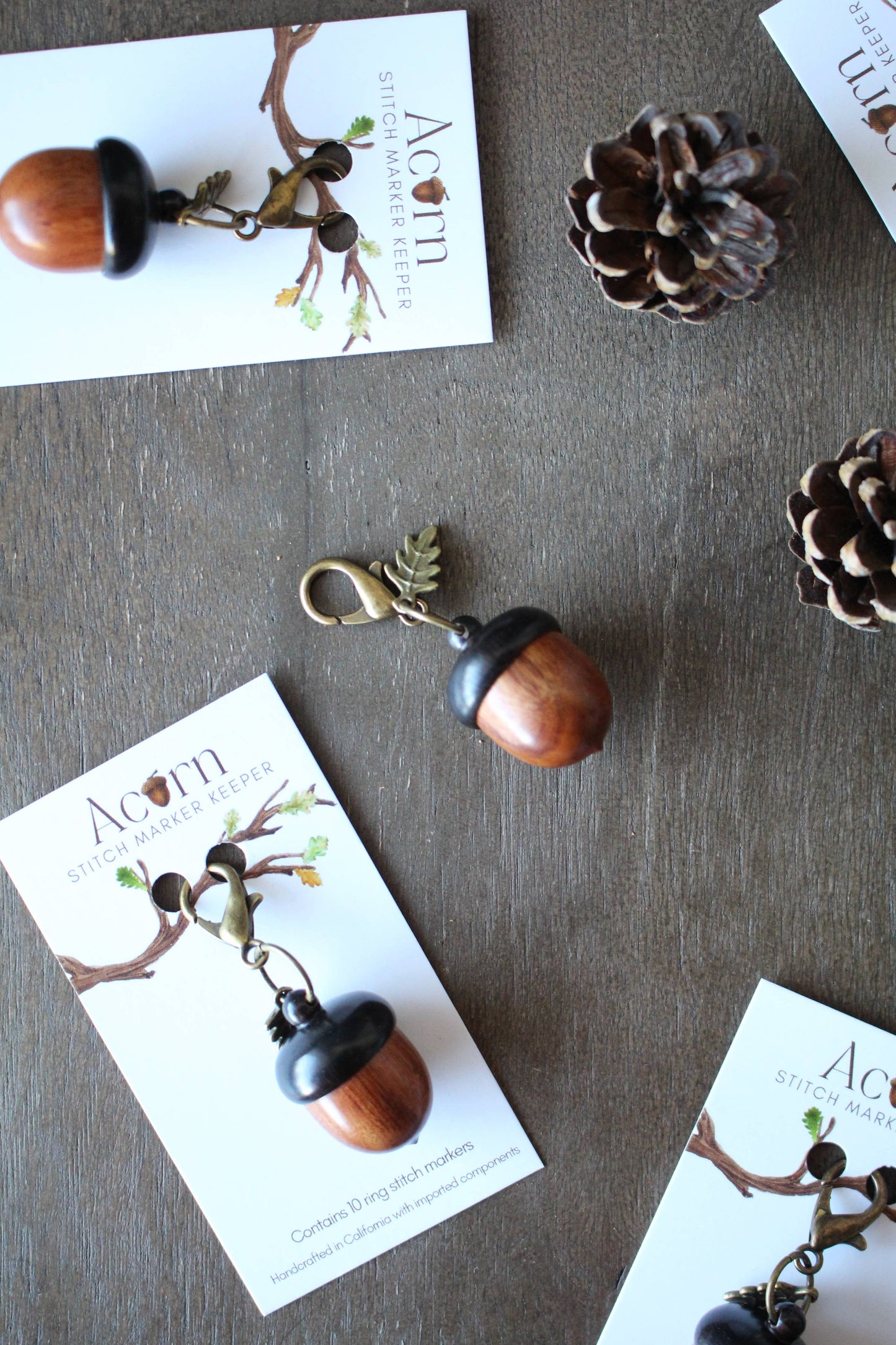 Never Knot Knitting:Little Acorn Stitch Marker Keeper with stitch markers